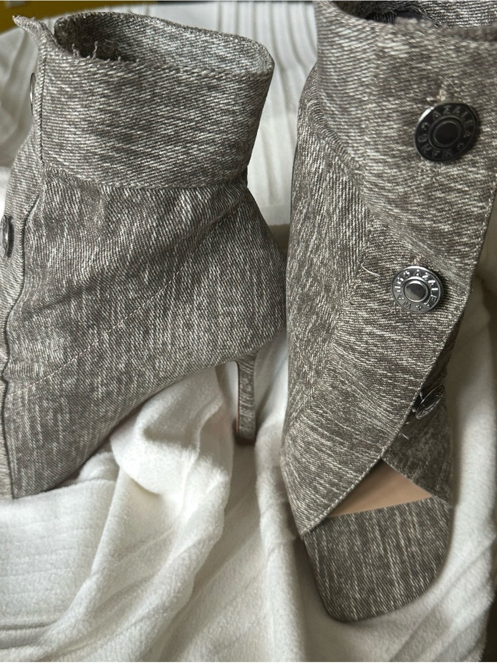 Neutral Taupe Open-Toe Stiletto Booties